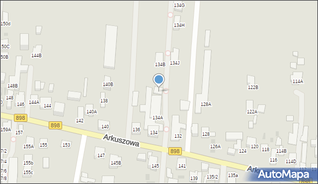 Warszawa, Arkuszowa, 134B, mapa Warszawy