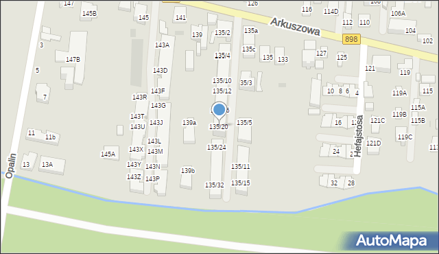 Warszawa, Arkuszowa, 135/20, mapa Warszawy