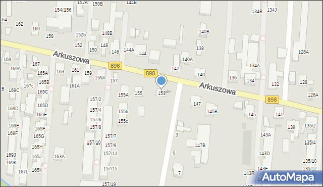 Warszawa, Arkuszowa, 153, mapa Warszawy