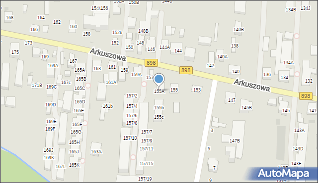 Warszawa, Arkuszowa, 155A, mapa Warszawy