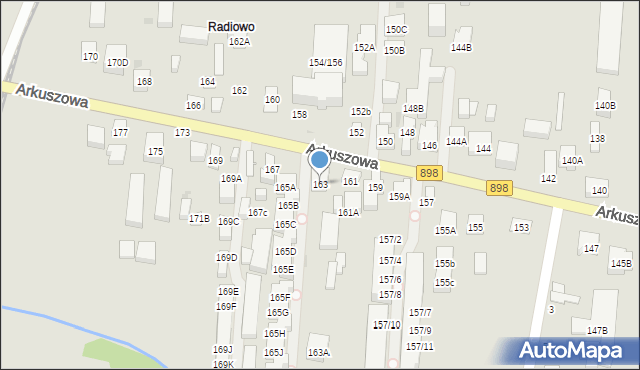 Warszawa, Arkuszowa, 163, mapa Warszawy