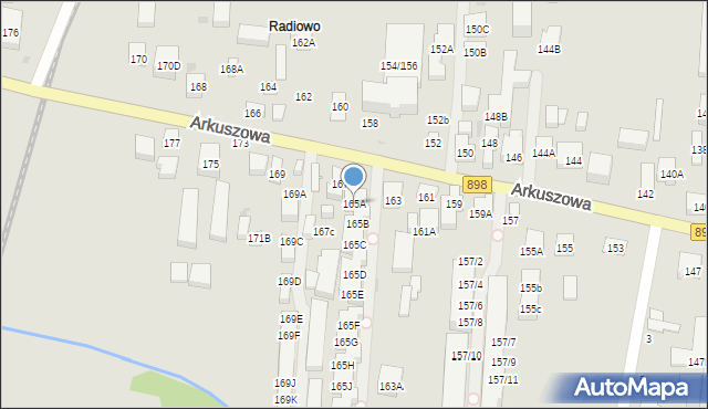 Warszawa, Arkuszowa, 165A, mapa Warszawy