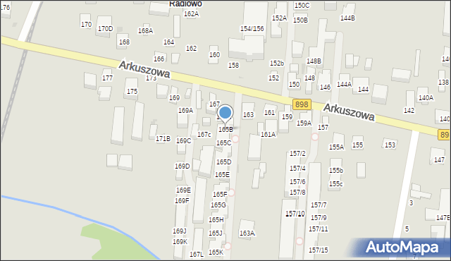 Warszawa, Arkuszowa, 165B, mapa Warszawy