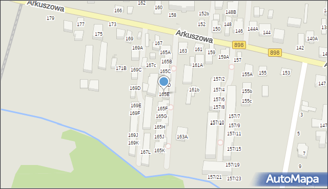 Warszawa, Arkuszowa, 165E, mapa Warszawy