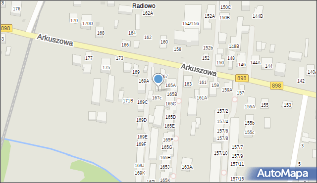 Warszawa, Arkuszowa, 167A, mapa Warszawy