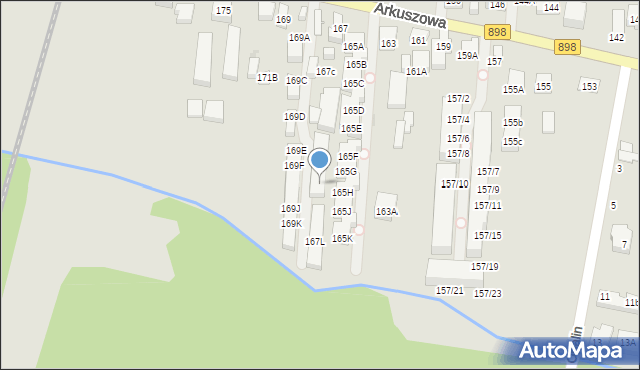 Warszawa, Arkuszowa, 167H, mapa Warszawy