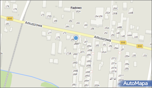 Warszawa, Arkuszowa, 169A, mapa Warszawy