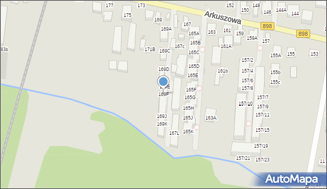 Warszawa, Arkuszowa, 169F, mapa Warszawy
