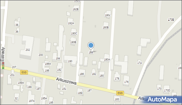 Warszawa, Arkuszowa, 184, mapa Warszawy