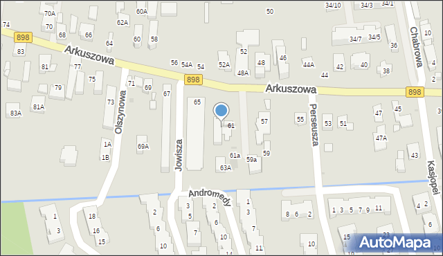 Warszawa, Arkuszowa, 63, mapa Warszawy