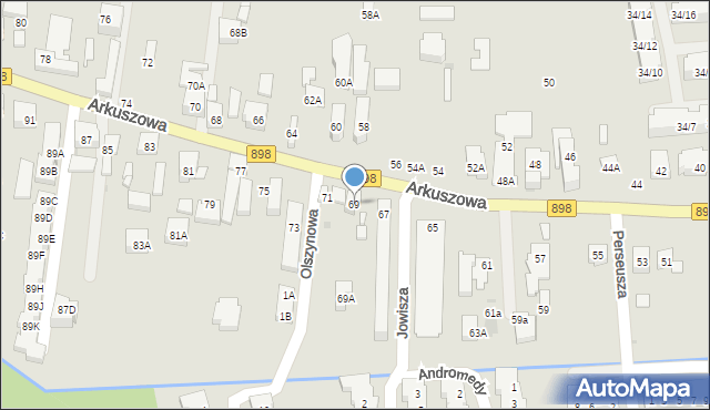 Warszawa, Arkuszowa, 69, mapa Warszawy