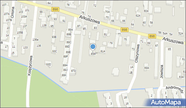 Warszawa, Arkuszowa, 83A, mapa Warszawy