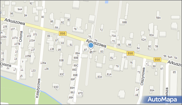 Warszawa, Arkuszowa, 85, mapa Warszawy