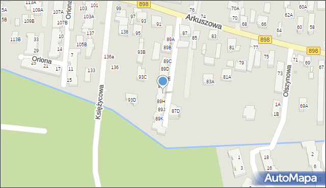 Warszawa, Arkuszowa, 89G, mapa Warszawy