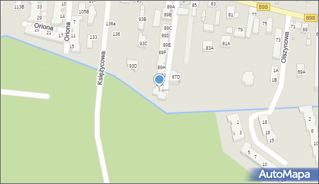 Warszawa, Arkuszowa, 89L, mapa Warszawy