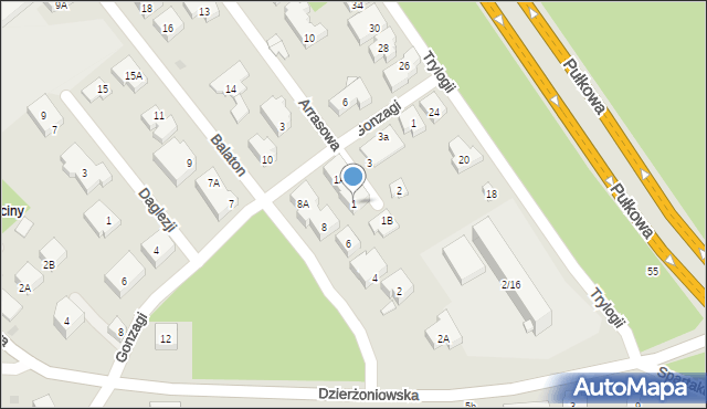 Warszawa, Arrasowa, 1, mapa Warszawy