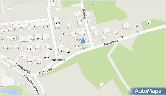 Warszawa, Arbuzowa, 108, mapa Warszawy