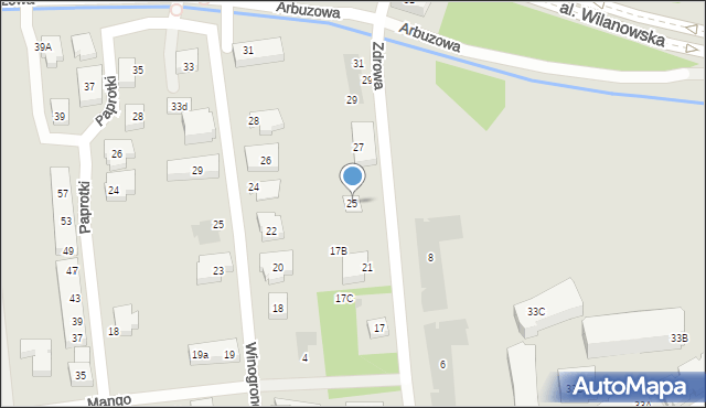 Warszawa, Arbuzowa, 25, mapa Warszawy