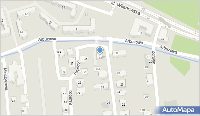 Warszawa, Arbuzowa, 33, mapa Warszawy