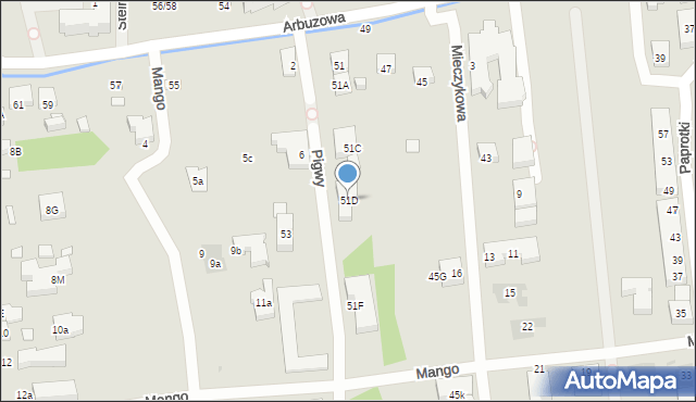 Warszawa, Arbuzowa, 51D, mapa Warszawy