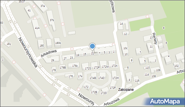 Warszawa, Arkadowa, 11, mapa Warszawy