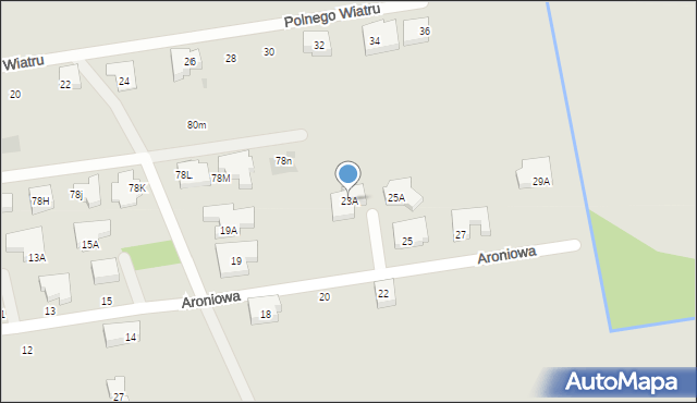 Warszawa, Aroniowa, 23A, mapa Warszawy
