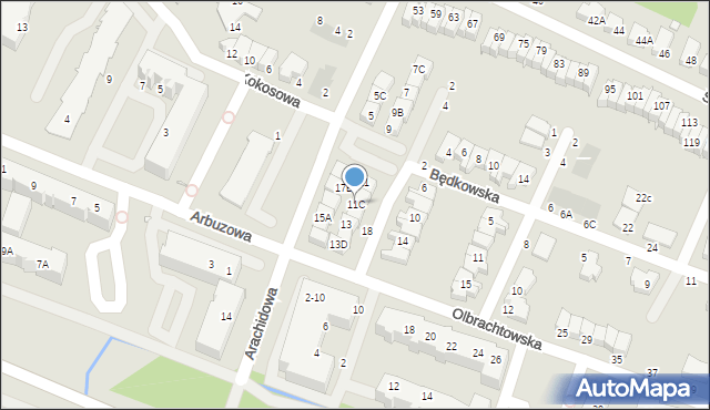 Wrocław, Arachidowa, 11C, mapa Wrocławia