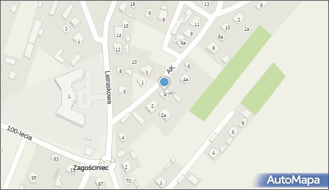 Zagościniec, Armii Krajowej, 4, mapa Zagościniec