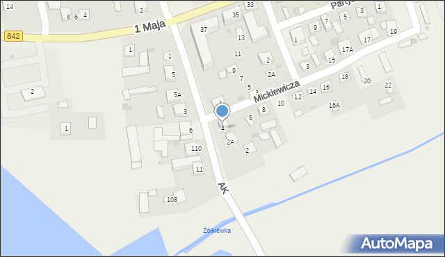 Żółkiewka-Osada, Armii Krajowej, 4, mapa Żółkiewka-Osada