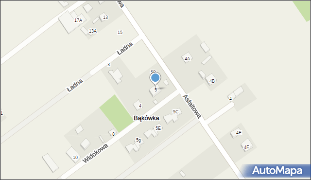 Bąkówka, Asfaltowa, 5, mapa Bąkówka