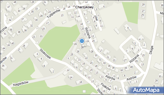 Charzykowy, Astrów, 28, mapa Charzykowy