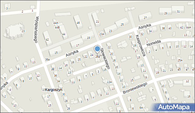 Ciechanów, Asnyka Adama, 26a, mapa Ciechanów
