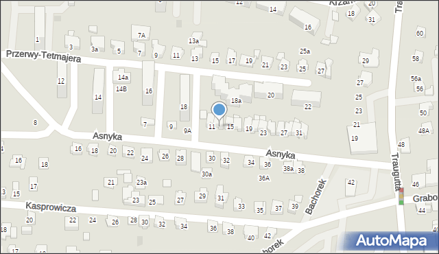 Czechowice-Dziedzice, Asnyka Adama, 13, mapa Czechowic-Dziedzic