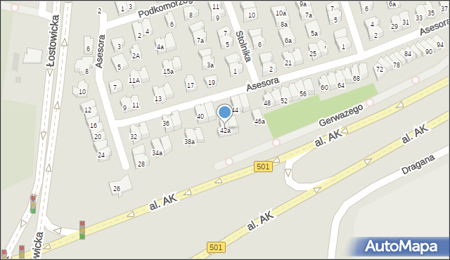 Gdańsk, Asesora, 42a, mapa Gdańska