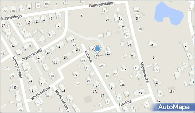 Kościerzyna, Asnyka Adama, 24, mapa Kościerzyna