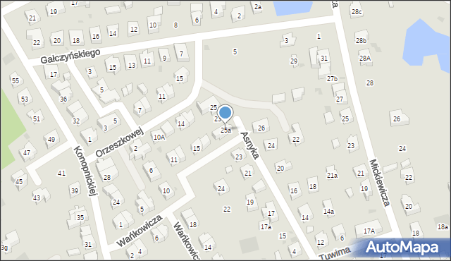 Kościerzyna, Asnyka Adama, 25a, mapa Kościerzyna