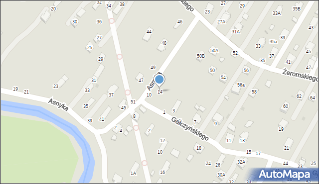 Krosno, Asnyka Adama, 14, mapa Krosna