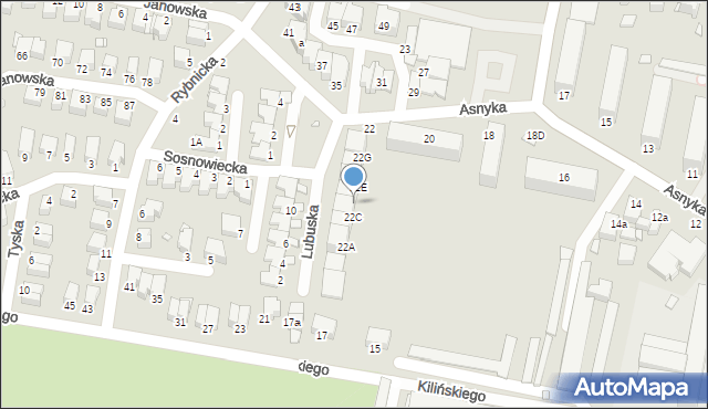 Legnica, Asnyka Adama, 22D, mapa Legnicy