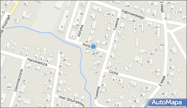 Luboń, Asnyka Adama, 10, mapa Luboń