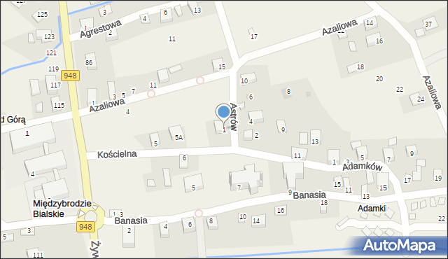 Międzybrodzie Bialskie, Astrów, 1, mapa Międzybrodzie Bialskie