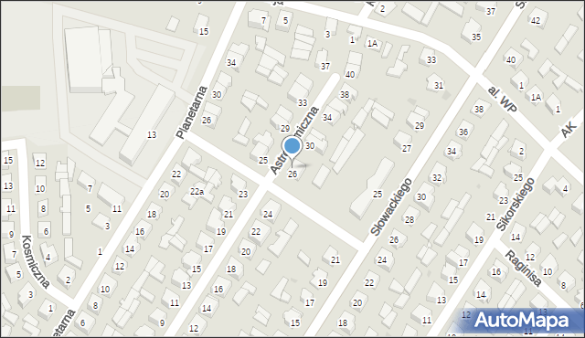 Mońki, Astronomiczna, 26/28, mapa Mońki