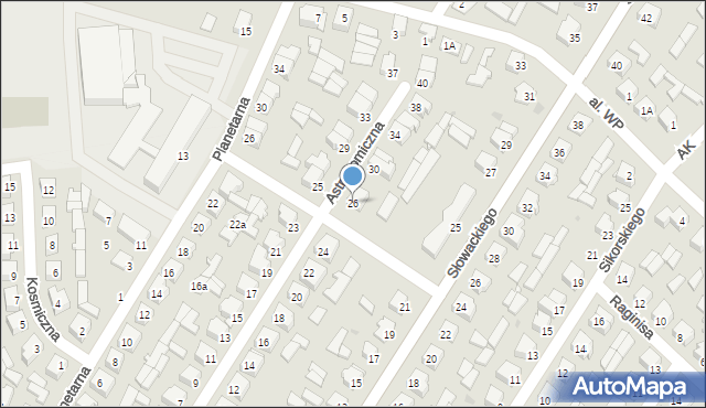 Mońki, Astronomiczna, 26, mapa Mońki