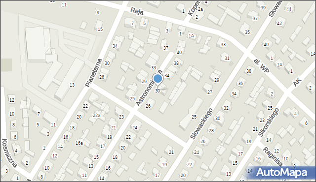 Mońki, Astronomiczna, 30, mapa Mońki