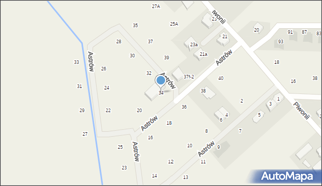 Nowe Bielice, Astrów, 34, mapa Nowe Bielice