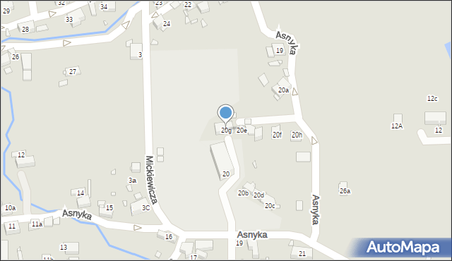 Olszyna, Asnyka Adama, 20g, mapa Olszyna