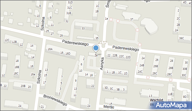 Ostrów Wielkopolski, Asnyka Adama, 2a, mapa Ostrów Wielkopolski