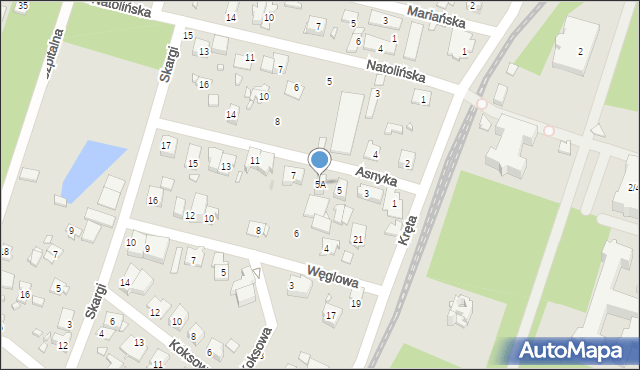 Pruszków, Asnyka Adama, 5A, mapa Pruszków
