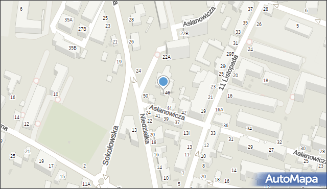 Siedlce, Asłanowicza Mieczysława, 48, mapa Siedlce