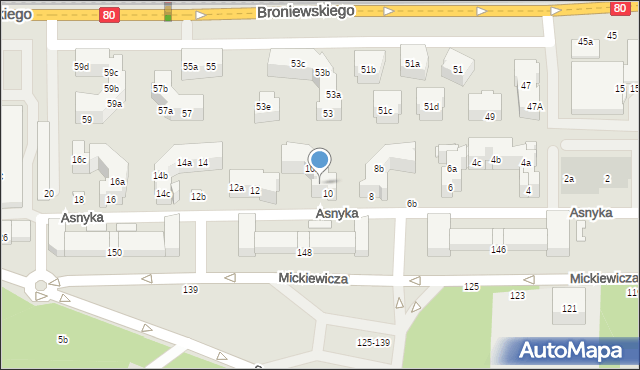 Toruń, Asnyka Adama, 10a, mapa Torunia