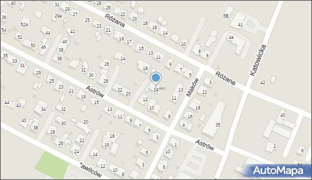 Tychy, Astrów, 14, mapa Tych&oacute;w